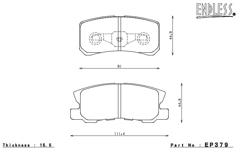 ENDLESS EP379MA45B Rear brake pads MITSUBISHI LANCER RALLIART (09-12)/OUTLANDER (03-12) Photo-0