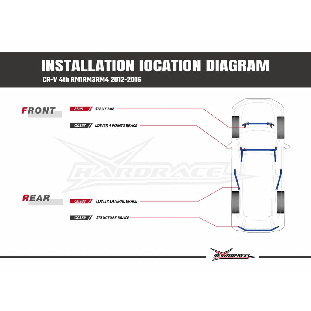HARDRACE 8805 BODY REINFORCED BAR HONDA CRV RM1/3/4 12-16 Photo-7