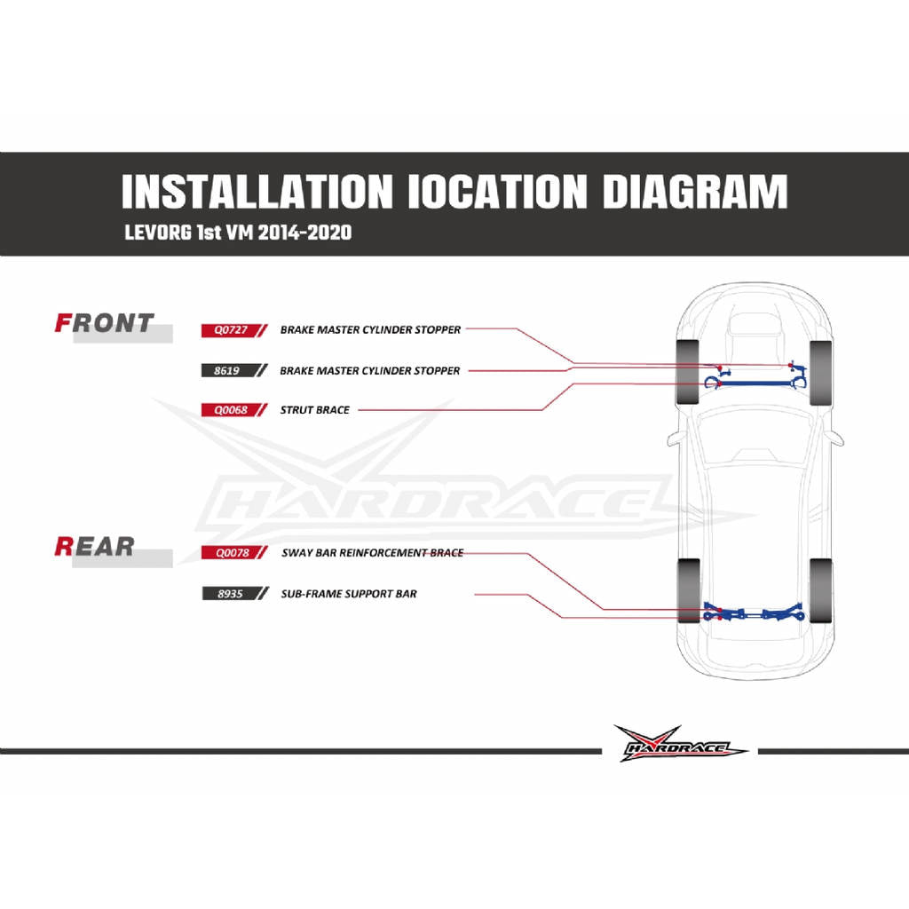 HARDRACE 8935 BODY REINFORCED BAR SUBARU IMPREZA VA 14- Photo-9