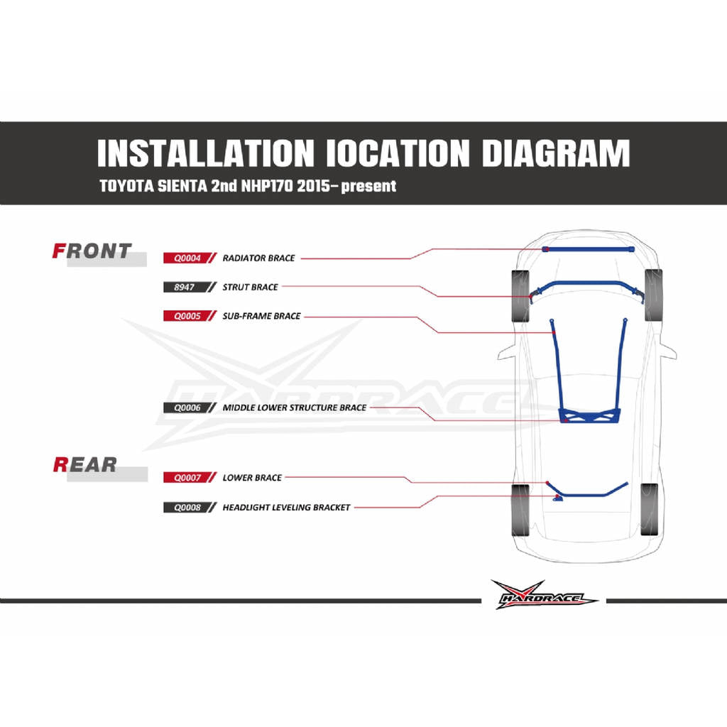 HARDRACE 8947 BODY REINFORCED BAR TOYOTA SIENTA 16- Photo-5