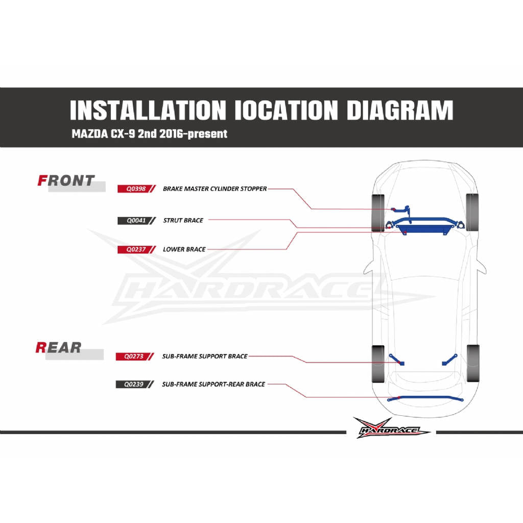 HARDRACE Q0041 BODY REINFORCED BAR MAZDA CX9 TC 17- Photo-1