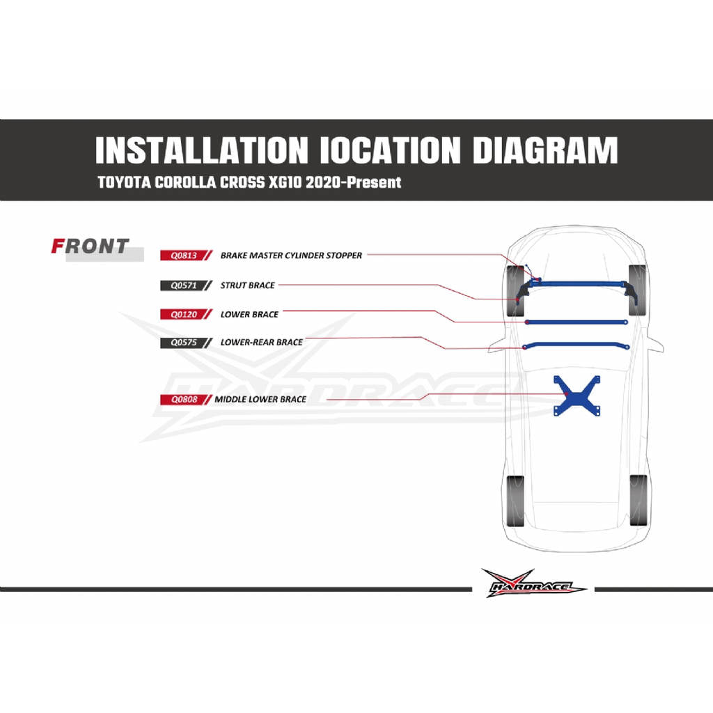 HARDRACE Q0120 BODY REINFORCED BAR TOYOTA PRIUS ZVW50 16- Photo-6