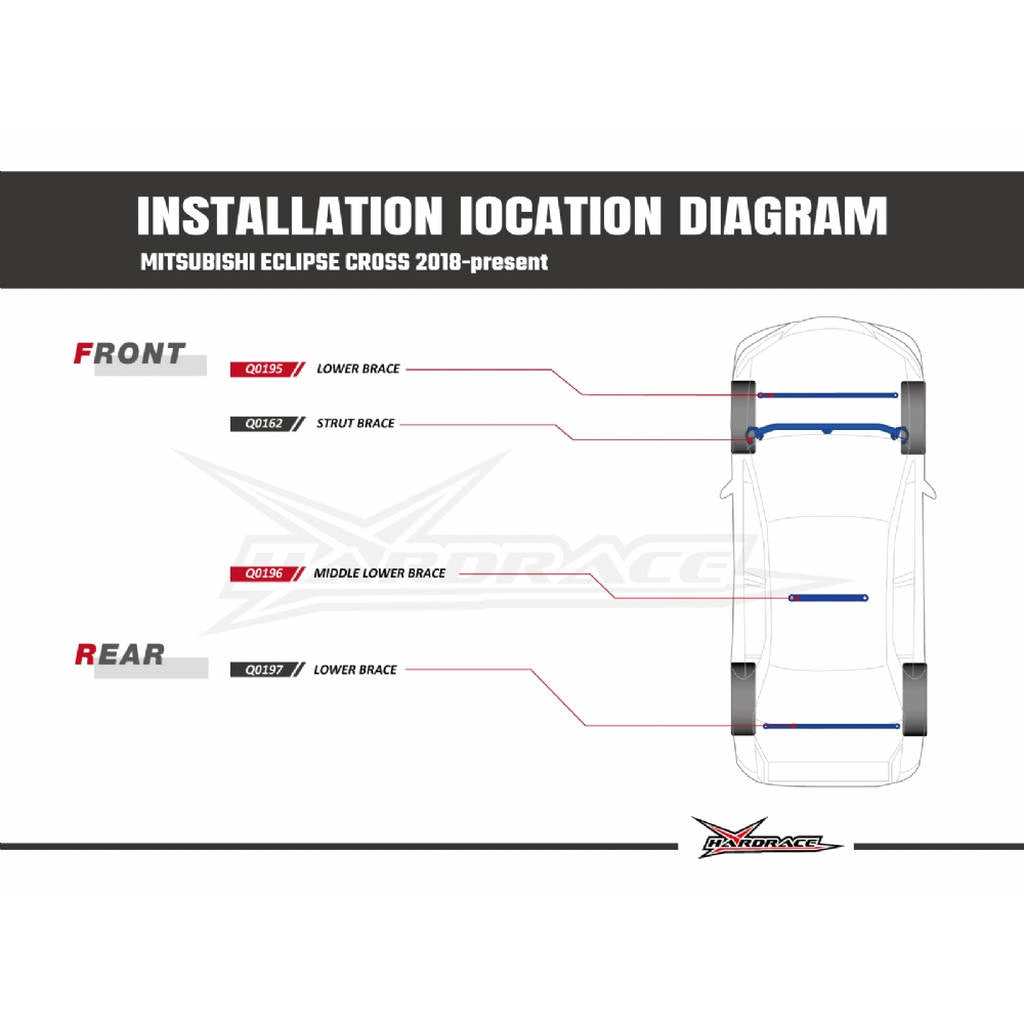 HARDRACE Q0196 BODY REINFORCED BAR MITSUBISHI ECLIPSE CROSS 17- Photo-9