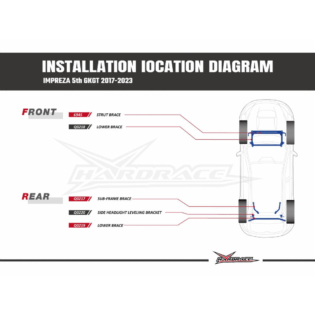 HARDRACE Q0220 HEADLIGHT LEVELING BRACKET SUBARU IMPREZA GK/GT 17- Photo-7