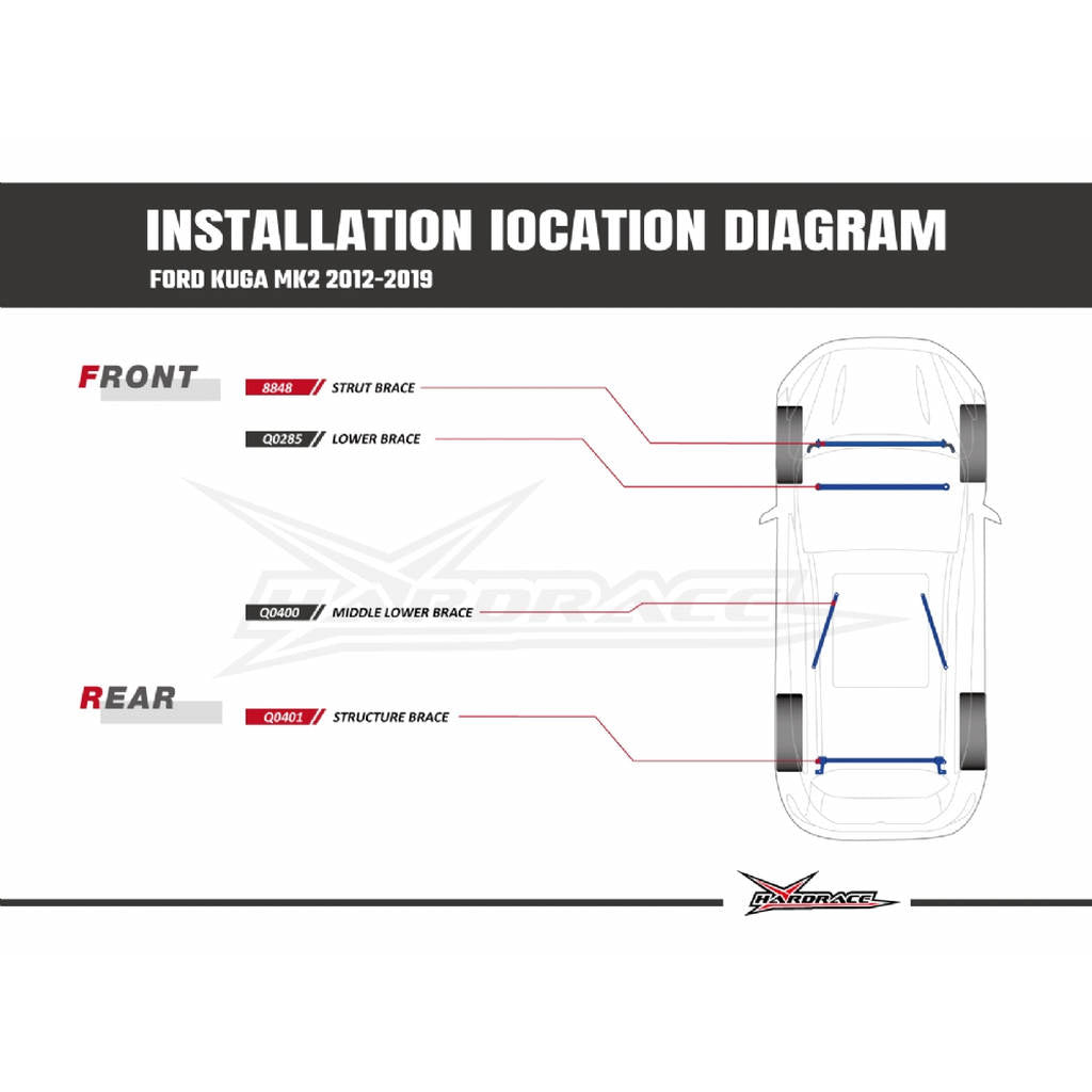 HARDRACE Q0400 BODY REINFORCED BAR FORD KUGA 12- Photo-5