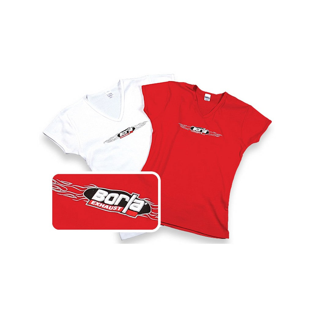 BORLA 21309 T-SHIRTS with WIREFLAME BORLA LOGO, V-NECK, WOMEN Red, Size Small Photo-0
