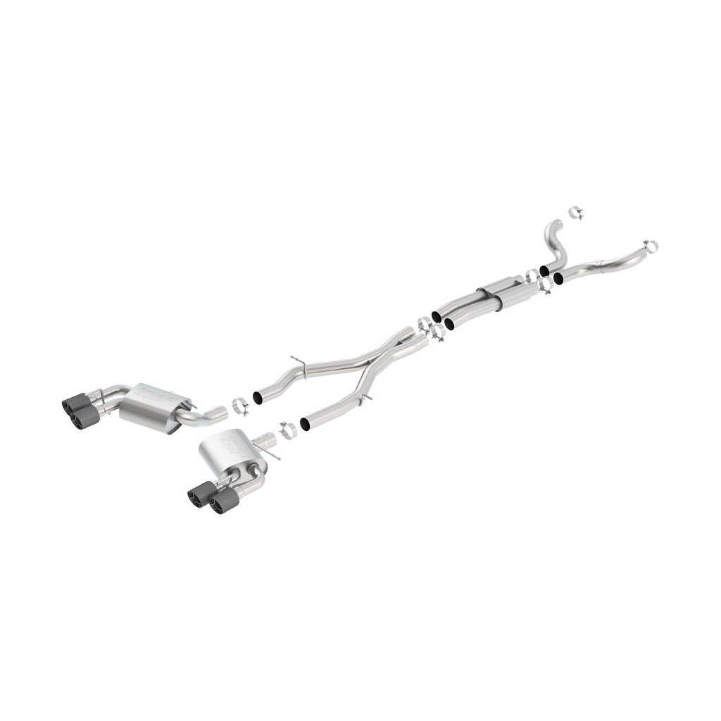 BORLA 140687CF Cat-Back "S-Type", For use w / Long Tube Headers 3", 2.25" D RD RL AC 4" RD x 6.25" CHEVROLET CAMARO V8 6.2L V8 Photo-0
