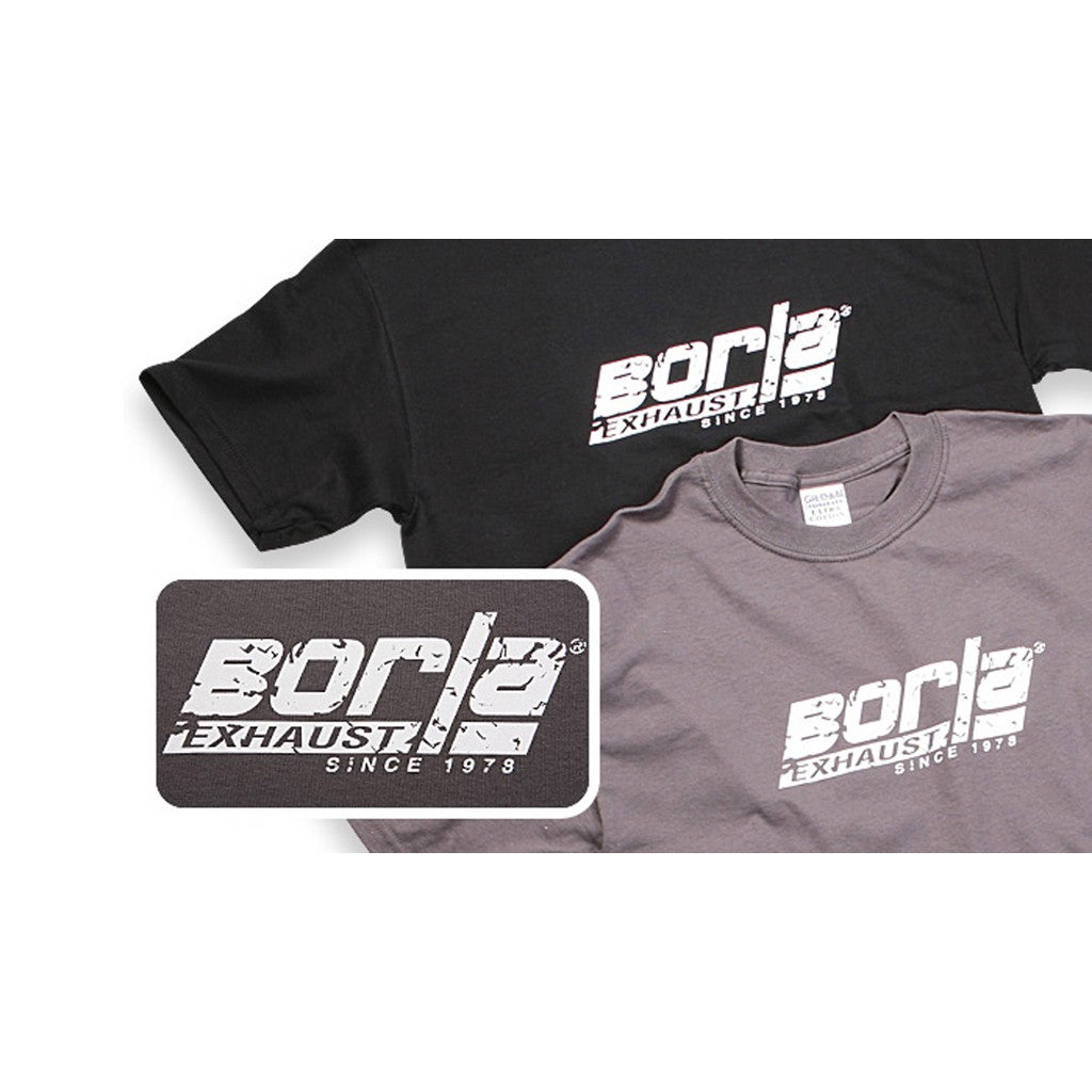 BORLA 21265 T-SHIRTS with DISTRESSED BORLA LOGO, CREW NECK, MEN Black, Size Large Photo-0