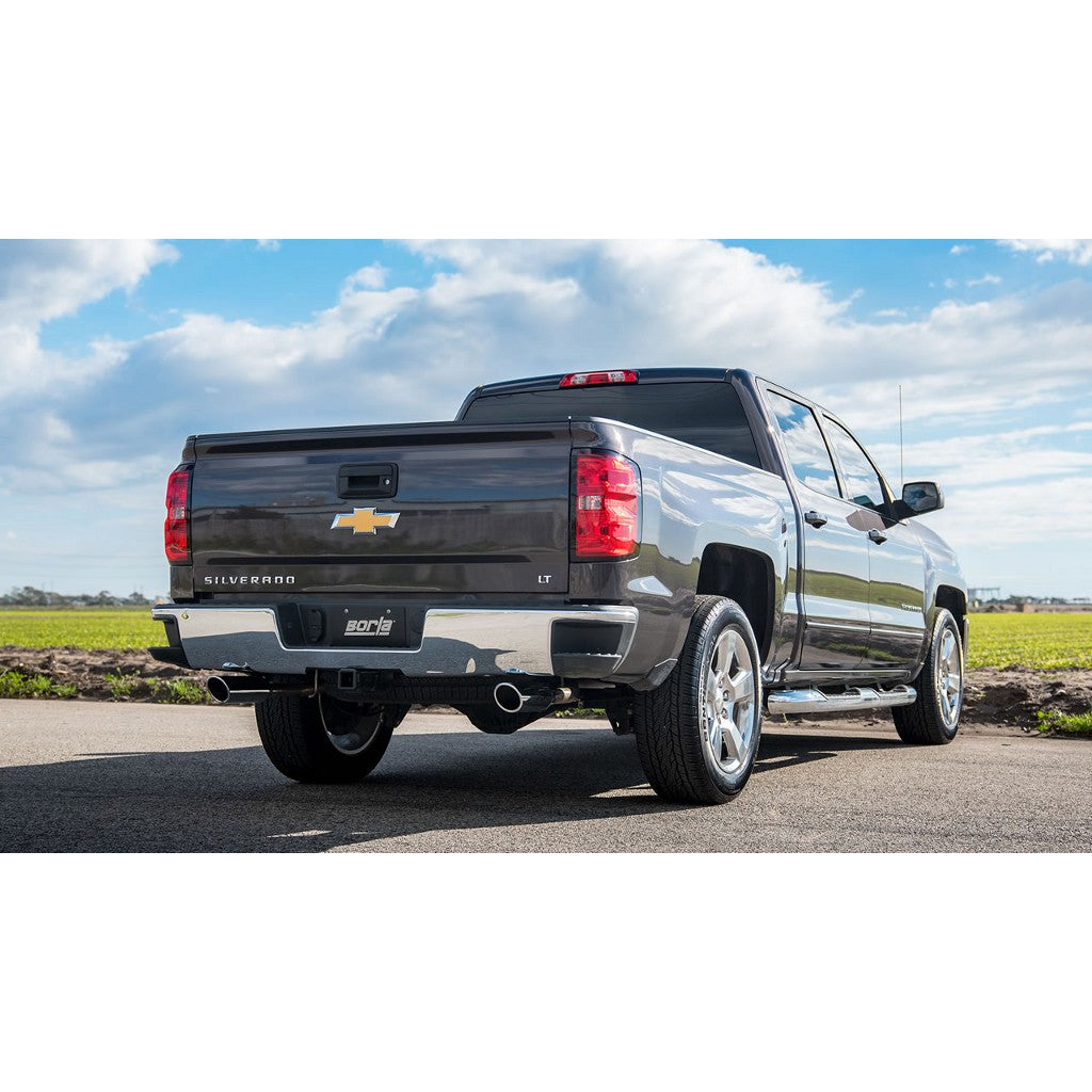 BORLA 140717 Cat-Back "S-Type" 2.75", 2.25" S RD RL AC 4" RD x 14" CHEVROLET SILVERADO 1500 5.3L V8 AT / MT Photo-1