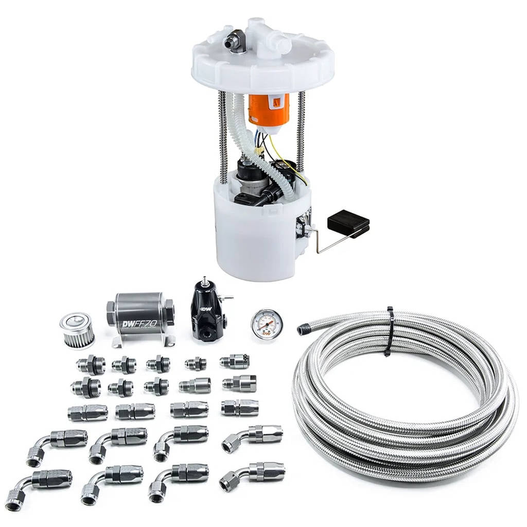DEATSCHWERKS 9-401-607-7041 DW400 Pump Module + Return Kit SS CPE for 8th Gen 2006-11 HONDA Civic Si K20 Photo-0
