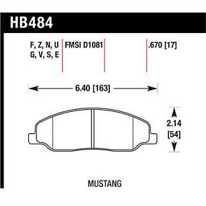 HAWK HB484F.670 Front brake pads FORD Mustang GT 2005-2010 Photo-1