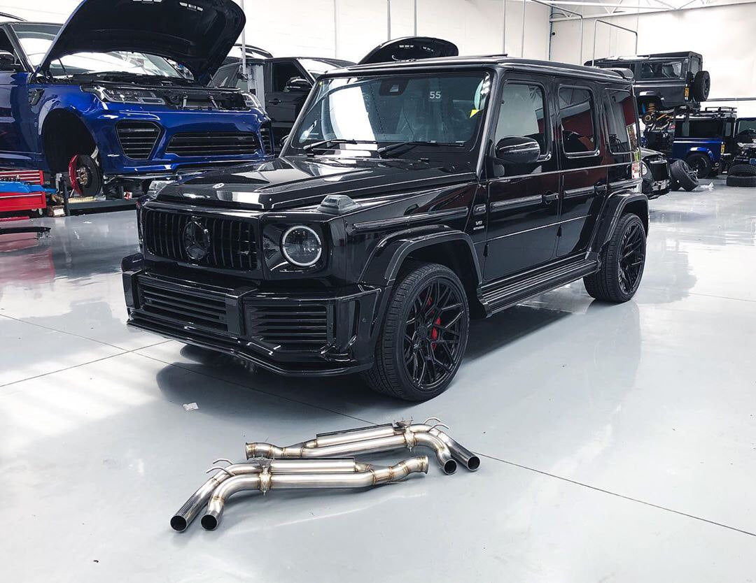 MILLTEK SSXMZ128 Cat Back Carbon JET-90 Trims (Re-uses OE Valve) MERCEDES-Benz G63S W463 4.0 Bi-Turbo V8 Photo-2