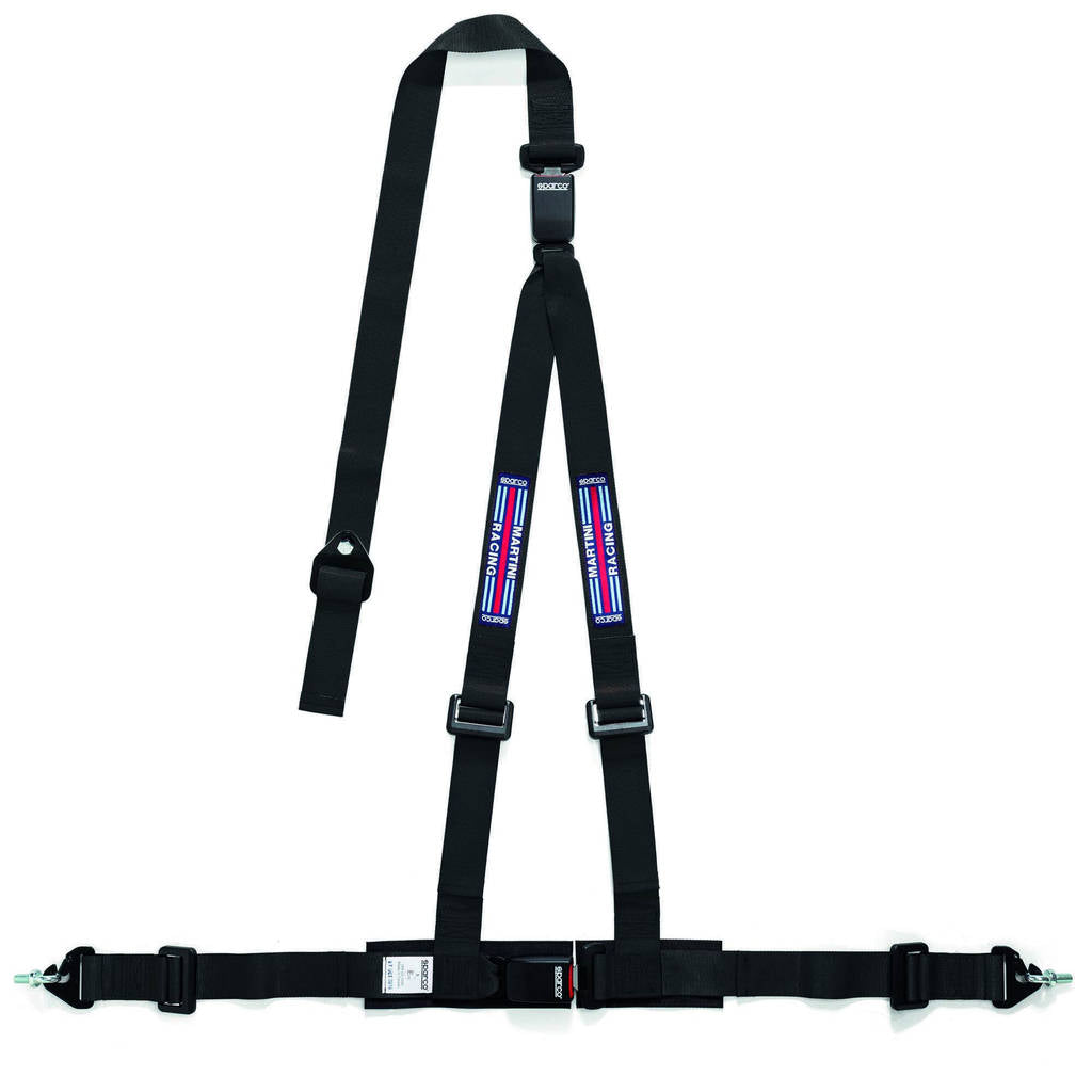 SPARCO 04608DF1MRNR Harness belts MARTINI RACING, 3 points, 2", ECE, snap on, black Photo-0
