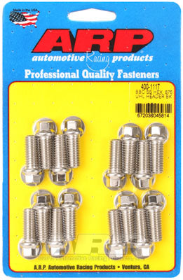 ARP 400-1117 Header Bolt & Stud Kit for Chevrolet Big Block. 0.875˝ UHL. ARP Stainless. hex Photo-0