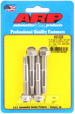 ARP 400-3206 Water Pump Pulley Stud Kit 5/16-24 X 2.250˝. ARP Stainless. polished. hex (fits 1.000˝ fan spacer) Photo-0