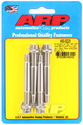 ARP 400-3223 Water Pump Pulley Stud Kit 5/16-24 X 2.750˝. ARP Stainless. polished. 12pt (fits 1.500˝ fan spacer) Photo-0