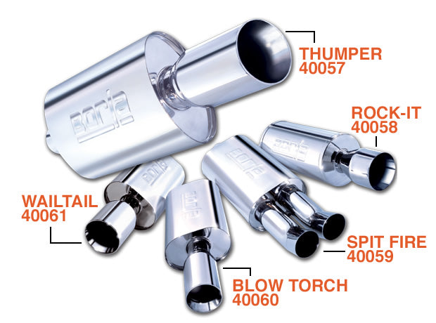 BORLA 40061 Wailtail - 2.25" Inlet Pipe - Single 5" Round Tip - Boomer Muffler Photo-1