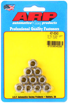 ARP 401-8343 Nut Kit 5/16"-18 SS 12pt Photo-0