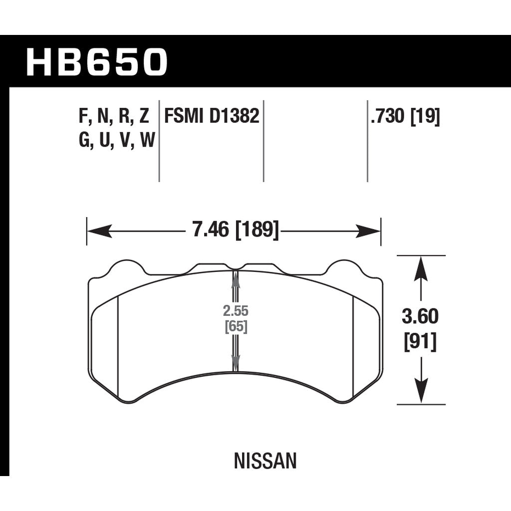 HAWK HB650F.730 Front brake pads for NISSAN GT-R R35 2009+ Photo-2