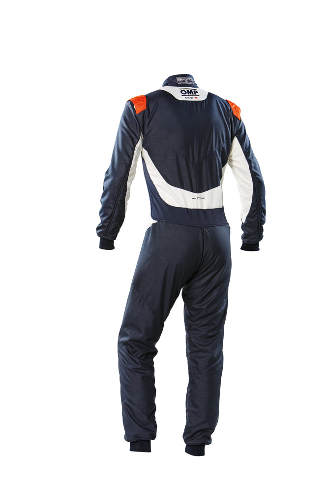 OMP IA0-1860-A01-249-54 (IA0186024954) ONE-S my2020 Racing suit, FIA 8856-2018, Navy blue/fluo orange, size 54 Photo-1