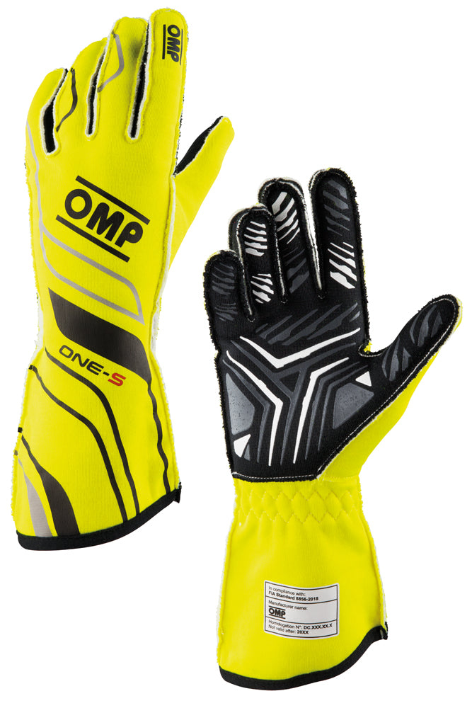 OMP IB0-0770-A01-099-L (IB/770/GF/L) ONE-S my2020 Racing gloves, FIA 8856-2018, Fluo yellow, size L Photo-0