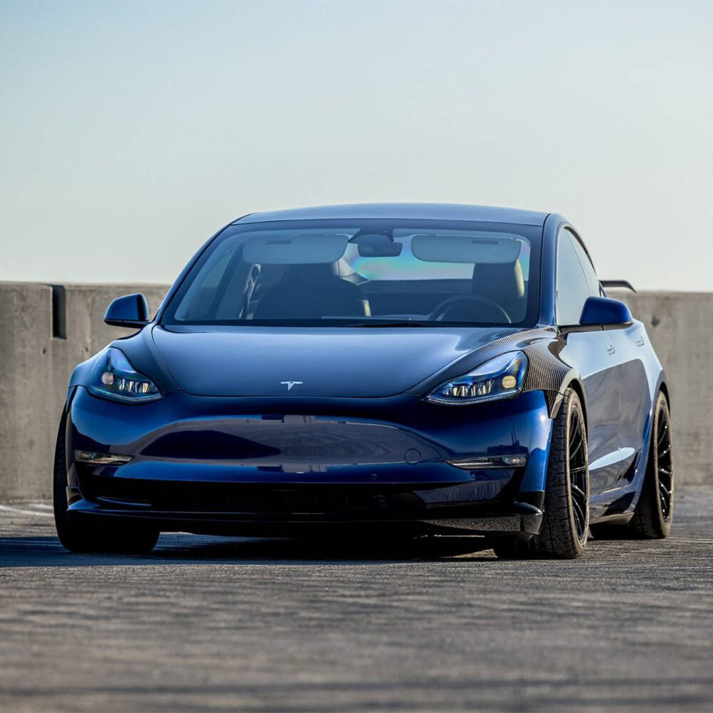 UNPLUGGED PERFORMANCE UP-M3-301-6.1 Front Lip Spoiler, Painted Silver Metallic for TESLA Model 3 Photo-2