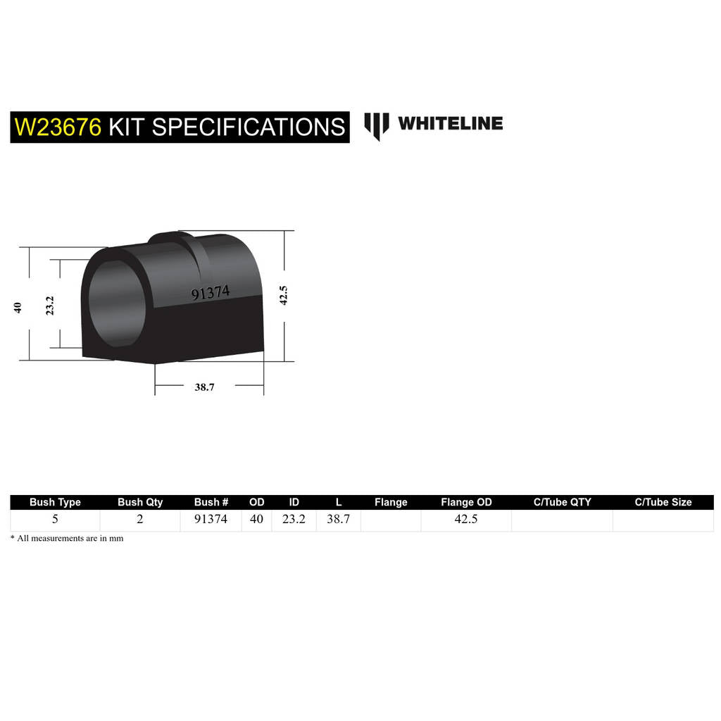 WHITELINE W23676 Sway Bar Bushing Service Kit Photo-4
