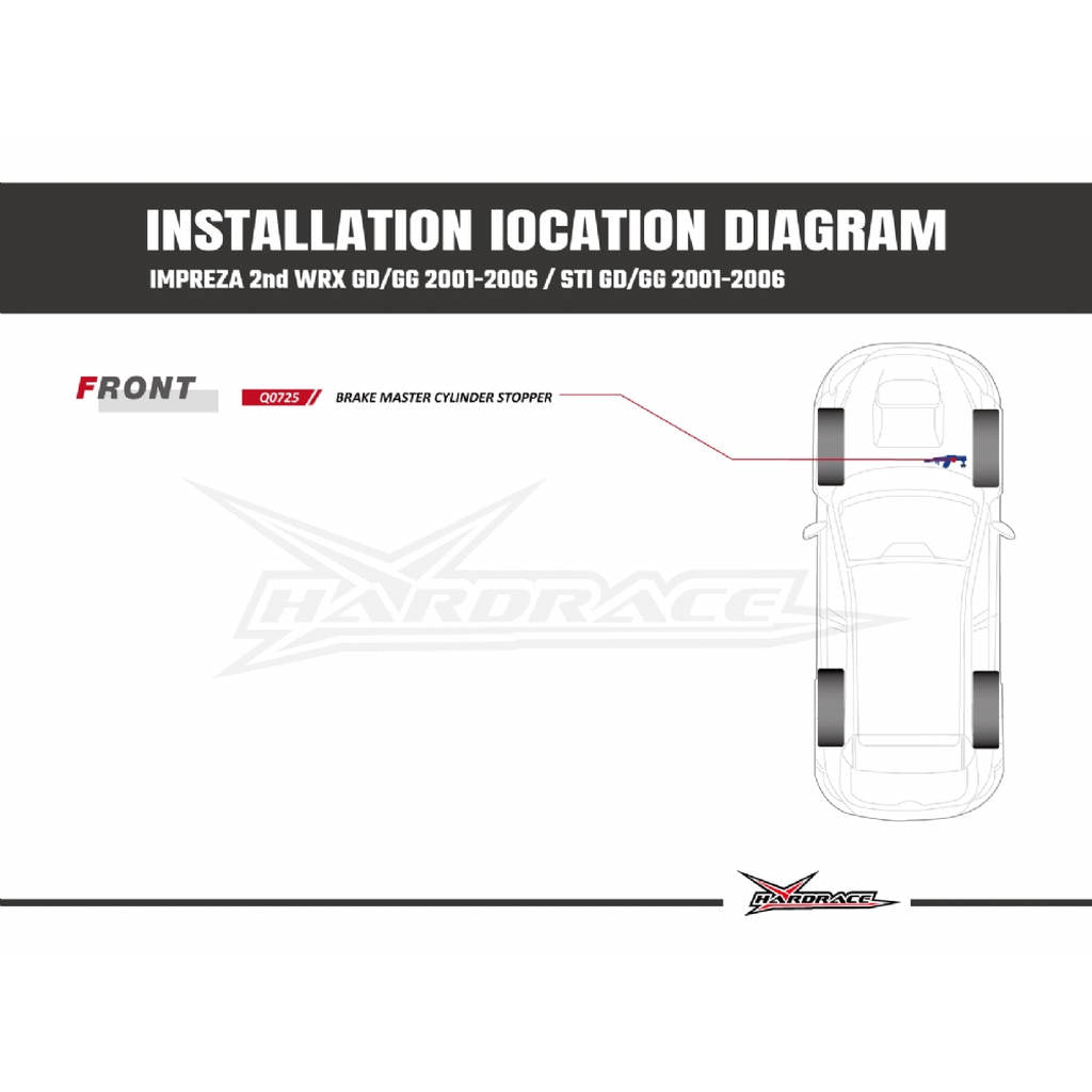 HARDRACE Q0725 SUBARU IMPREZA '00-07 GDA/GDB BRAKE MASTER CYLINDER STOPPER - 2PCS/SET FOR RHD USE ONLY Photo-1