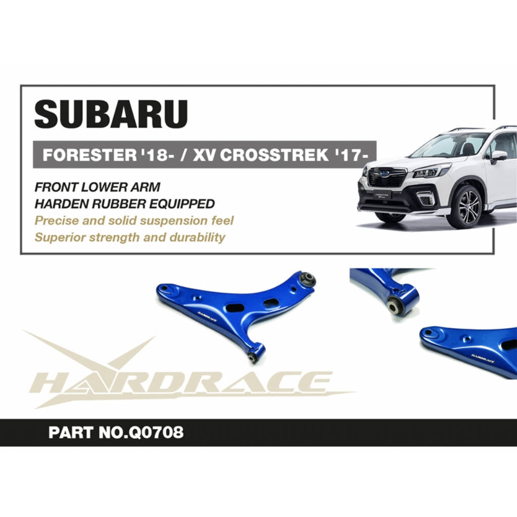 HARDRACE Q0708 SUBARU FORESTER '19- /XV '18- FRONT LOWER ARM (HARDDEN RUBBER) - 2PCS/SET Photo-1