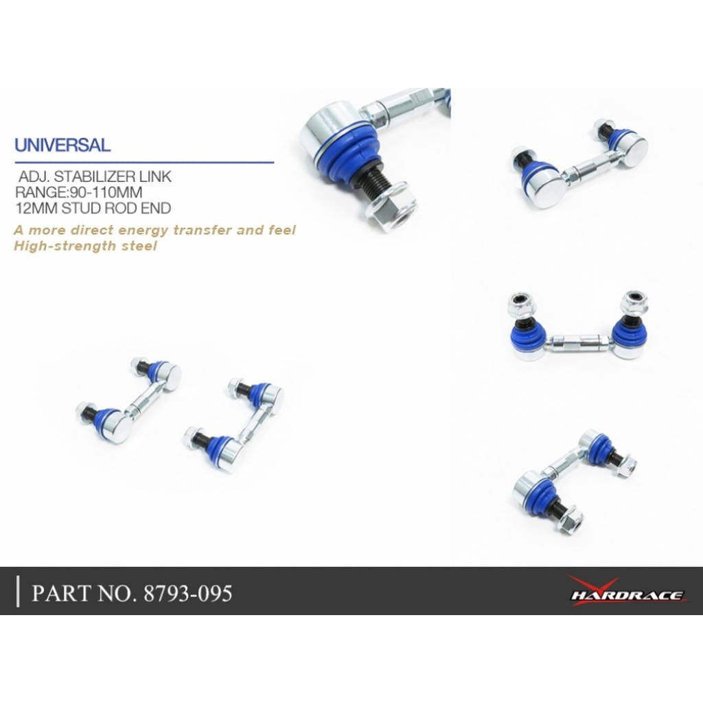 HARDRACE 8793-095 UNIVERSAL ADJ. STABILIZER LINK 2PCS/SET RANGE:90-110MM 12MM STUD ROD END Photo-4
