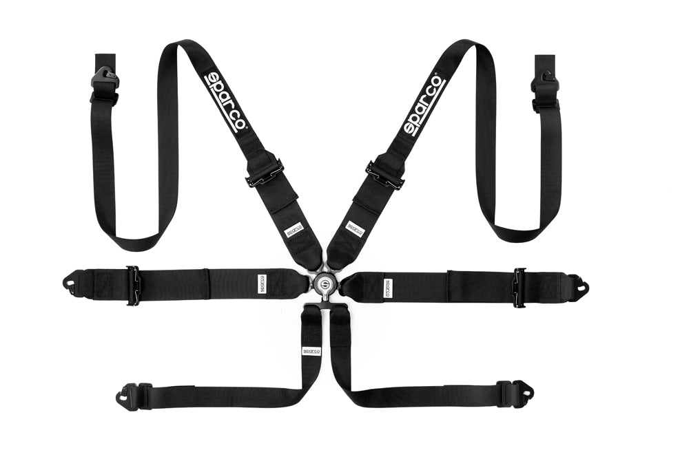 SPARCO 04818RH1NR Harness belts COMPETITION H-3+2, 6 point, pull up, steel adjusters, HANS, FIA 8853-2016, black Photo-0