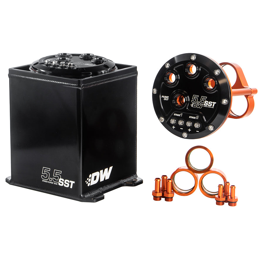 DEATSCHWERKS 6-000-55ST 5.5L Staged Surge Tank, UNIVERSAL. Fits 1, 2, or 3 DW200, DW300, or DW400 Fuel Pumps Photo-0
