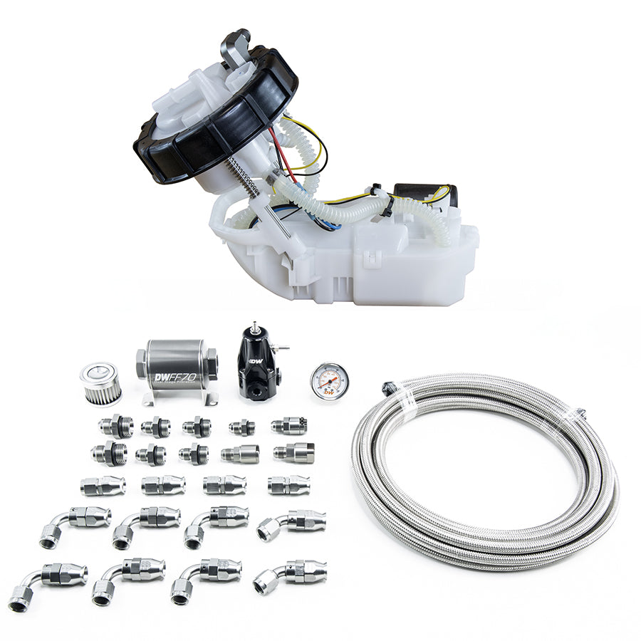 DEATSCHWERKS 9-401-608-7040 DW400 Pump Module + Return Kit SS PTFE for 7th Gen 2001-05 HONDA Civic/ACURA RSX Photo-0