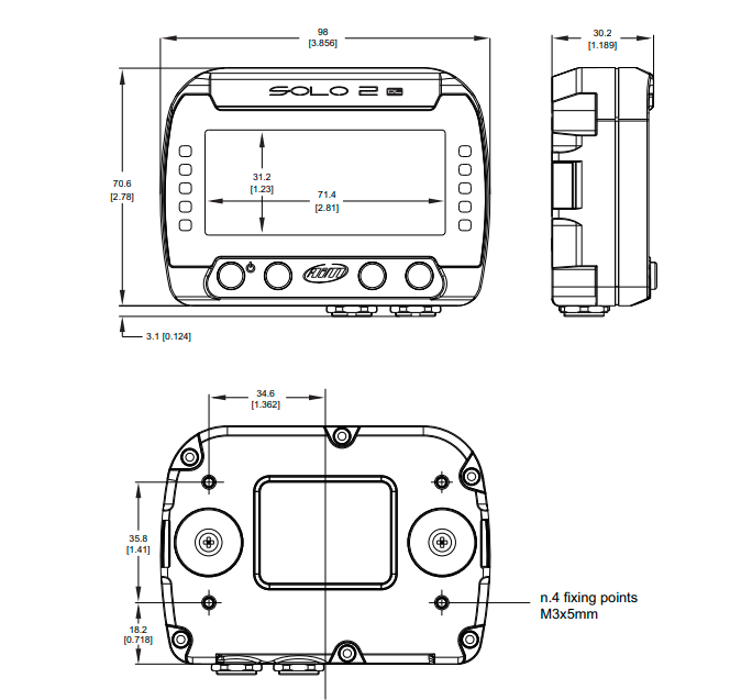AIM X47SOLO2DL02E0 GPS laptimer Solo 2 DL CAN / RS232 + external power cable Photo-1