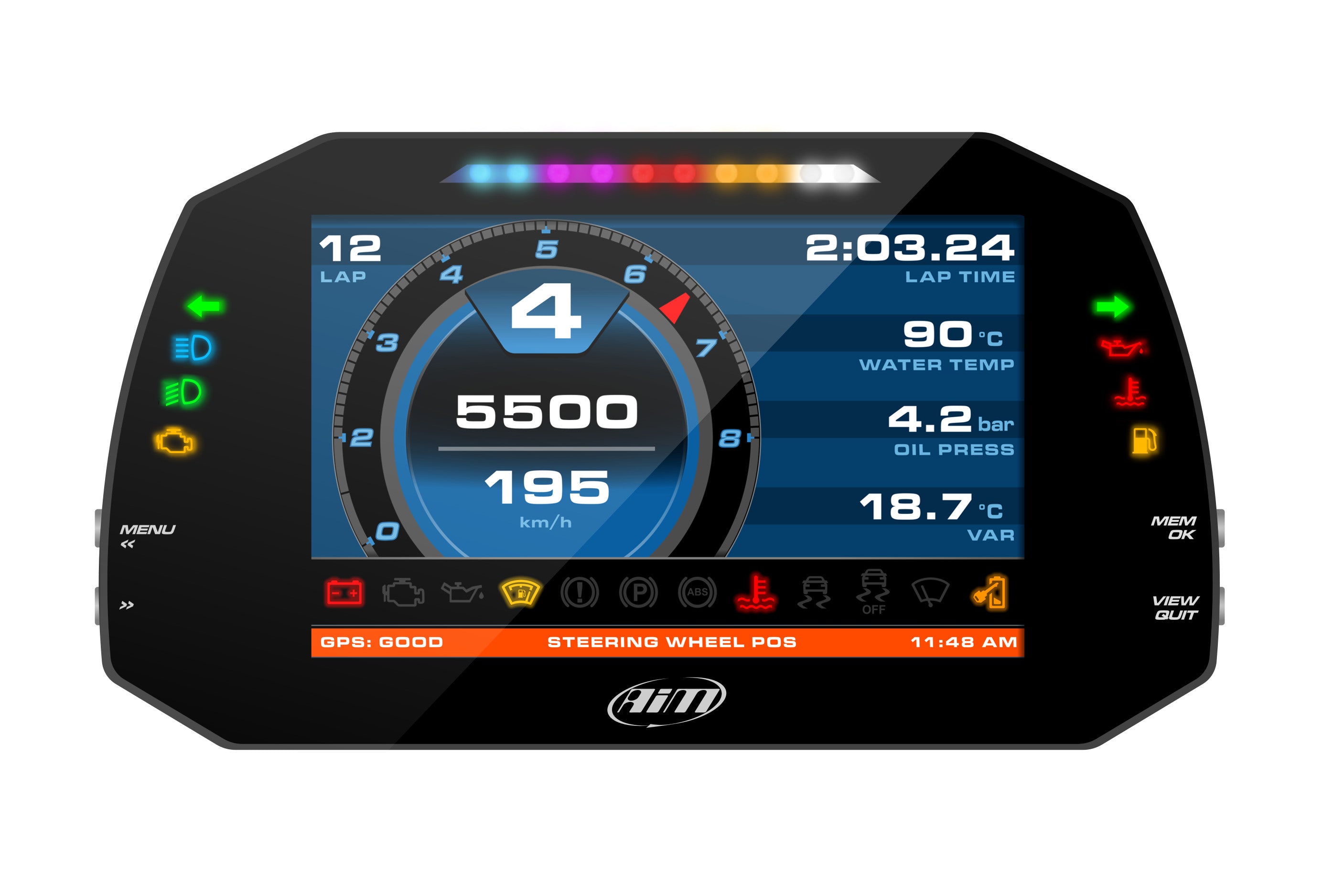 AIM XA8MXGST12I010 Dash MXG 1.2 Strada Street icons version with CAN harness (ECU) Photo-0