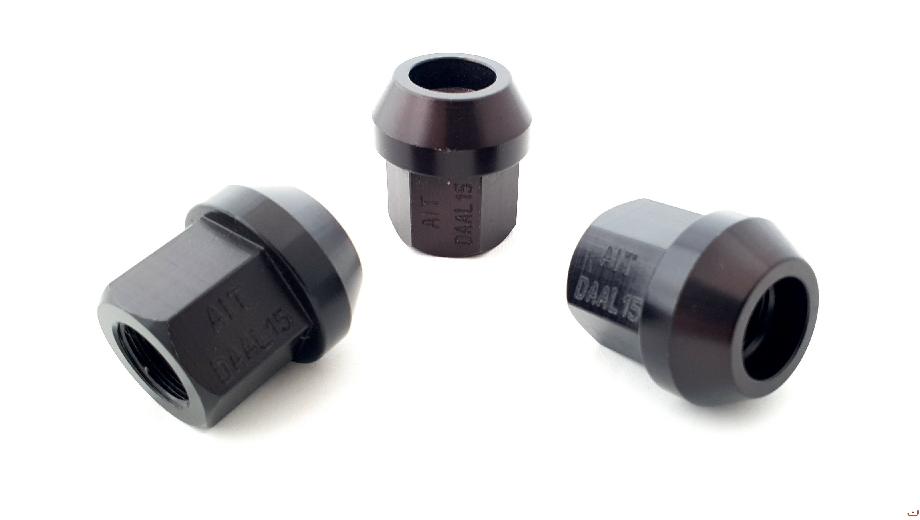 A.I.TECH AIT-DAAL15 Ergal alloy competition nut (black) 1 / 2" UNF ex 3 / 4", o.d. 25mm, conical SEAT, total lenght 27mm Photo-0