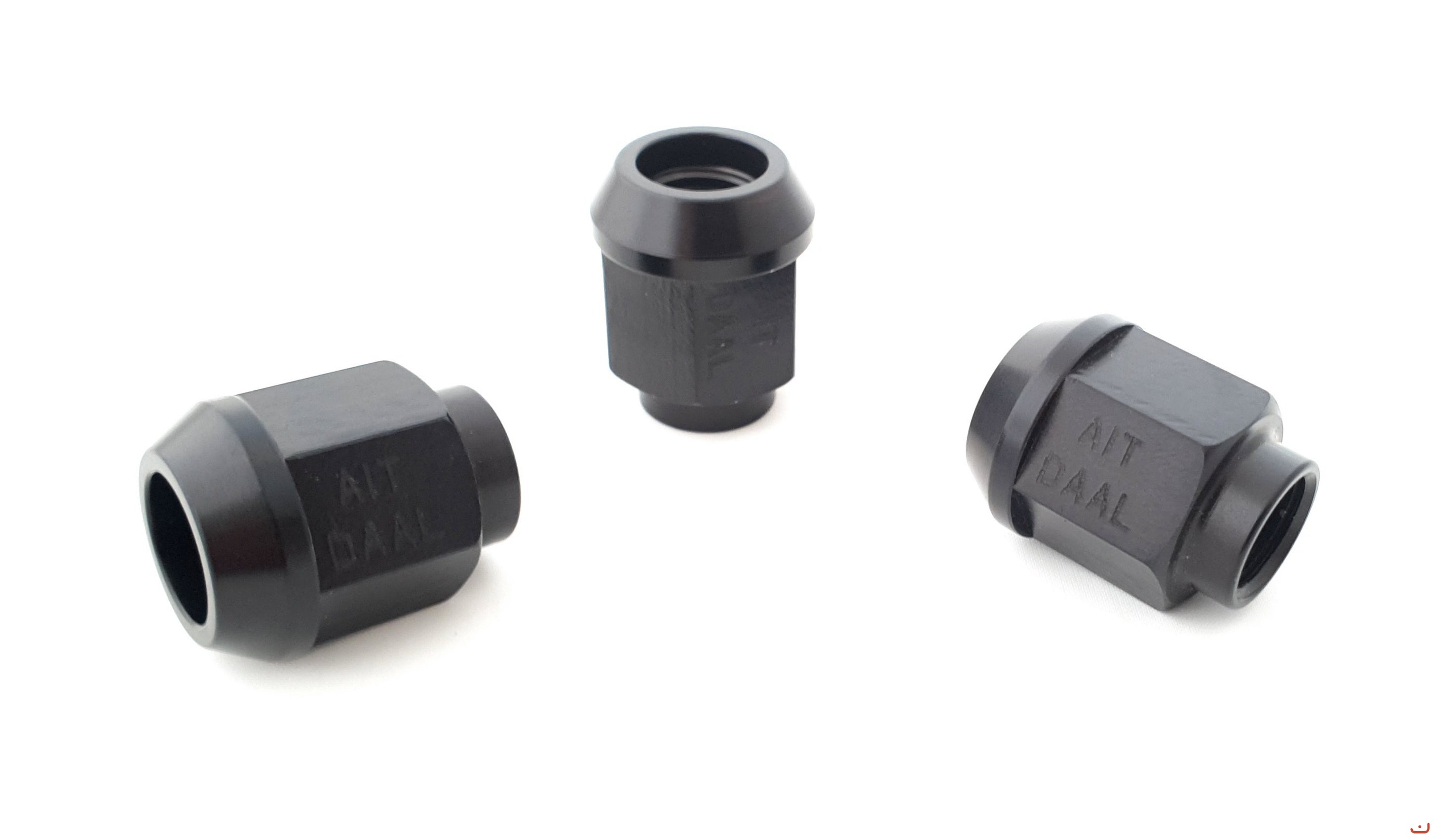 A.I.TECH AIT-DAAL Ergal alloy competition nut (black) 12x1,25, ex 19mm, o.d. 22mm, conical SEAT, total lenght 27mm Photo-0