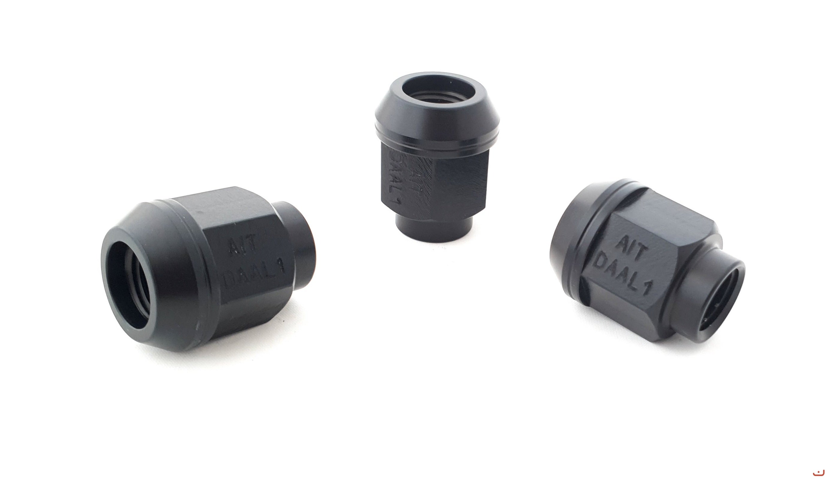 A.I.TECH AIT-DAAL1 Ergal alloy competition nut (black) 12x1,5, ex 19mm, o.d. 22mm, conical SEAT, total lenght 27mm Photo-0
