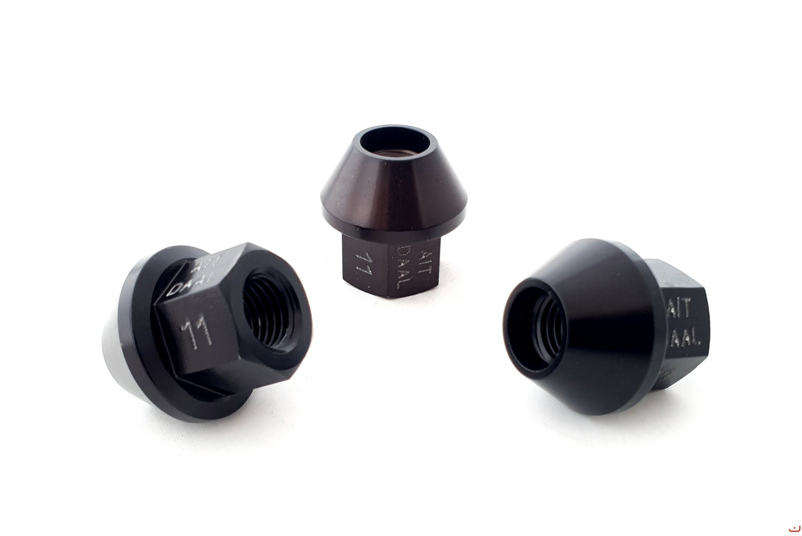 A.I.TECH AIT-DAAL11 Ergal alloy competition nut (black) 12X1,5, ex 19mm o.d. 28, conical SEAT, total lenght 27mm Photo-0