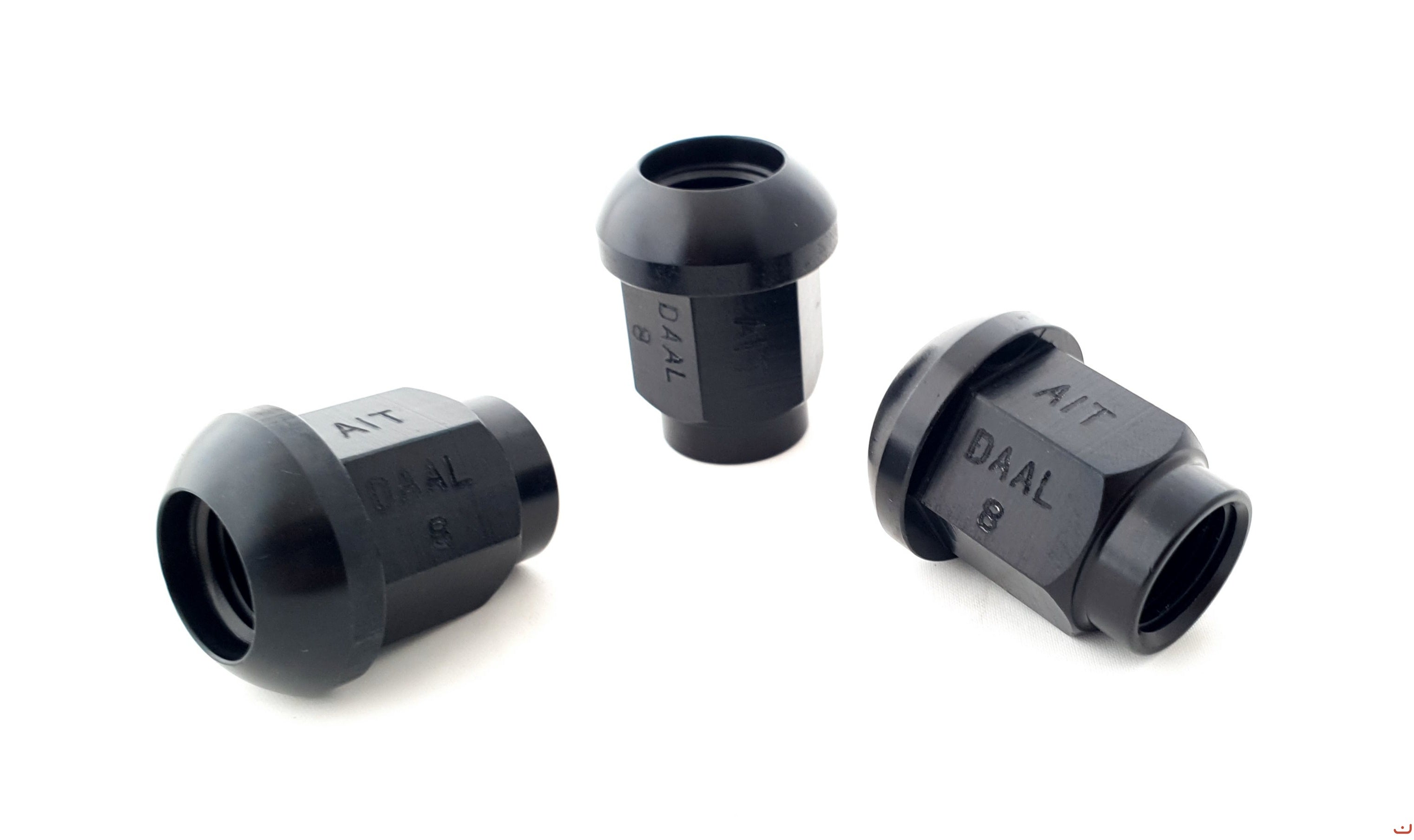 A.I.TECH AIT-DAAL8 Ergal alloy competition nut (black) 14X1,5, ex 19mm, o.d. 25mm, spherical SEAT, total lenght 31mm Photo-0