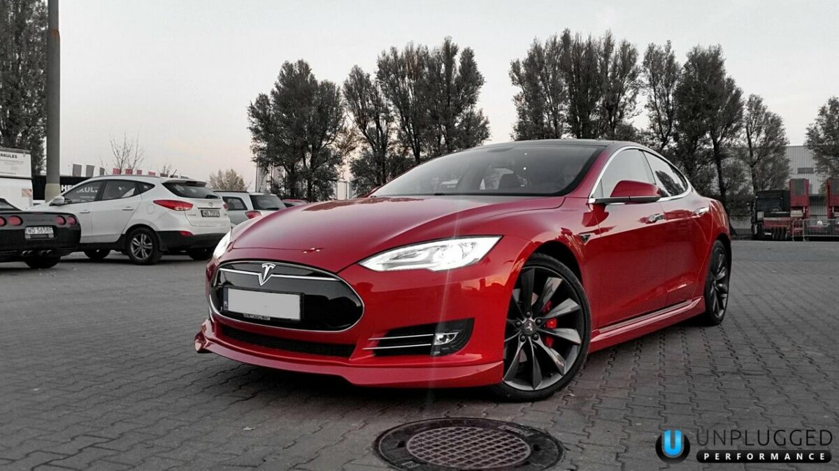 UNPLUGGED PERFORMANCE UP-MS-101-1.1 Front Spoiler and Diffuser System, Urethane Unpainted for TESLA Model S Pre-2016.5 Photo-0