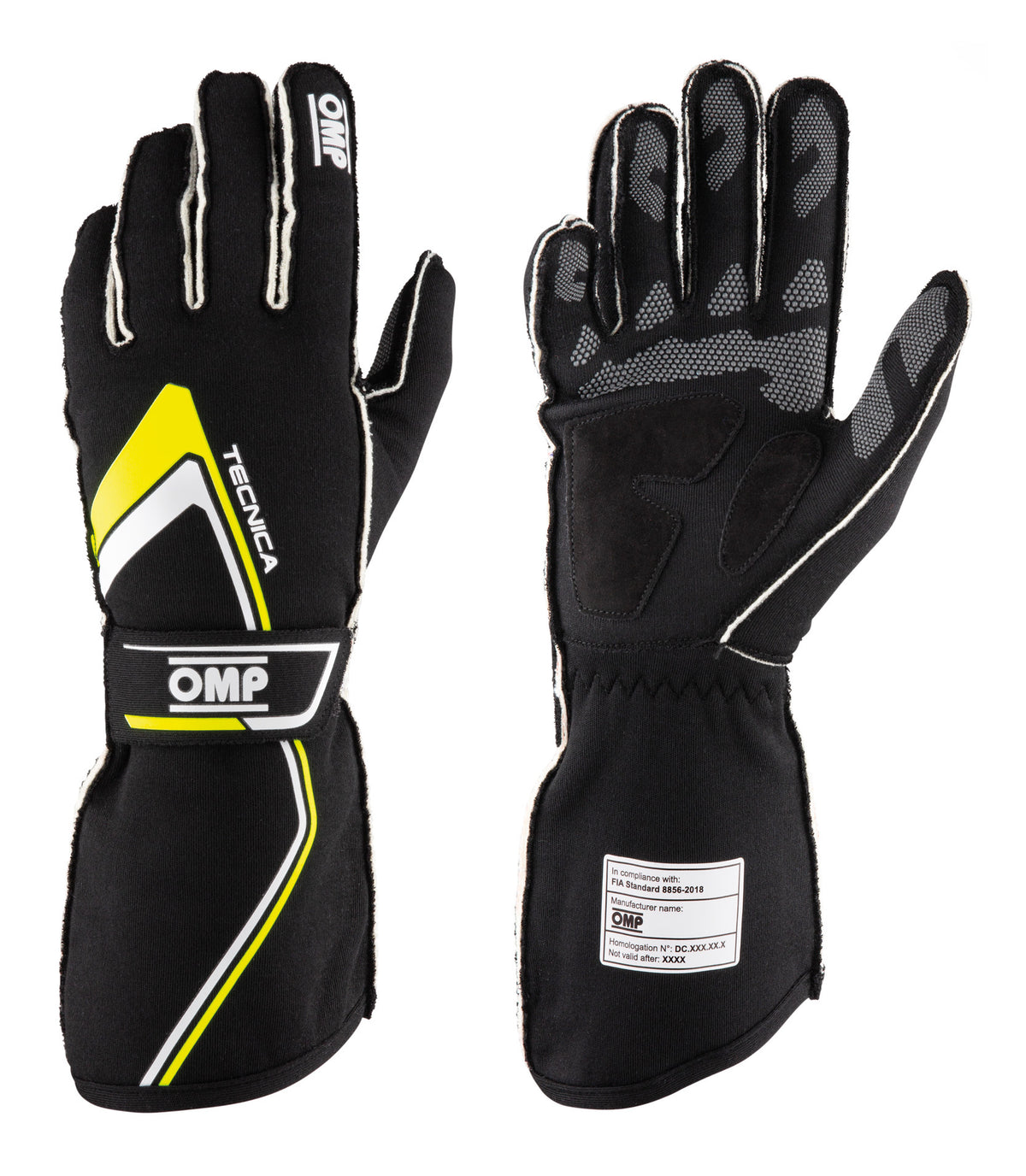 OMP IB0-0772-A01-178-L (IB/772/NGI/L) TECNICA MY2021 Racing gloves, FIA 8856-2018, black/yellow, size L Photo-0