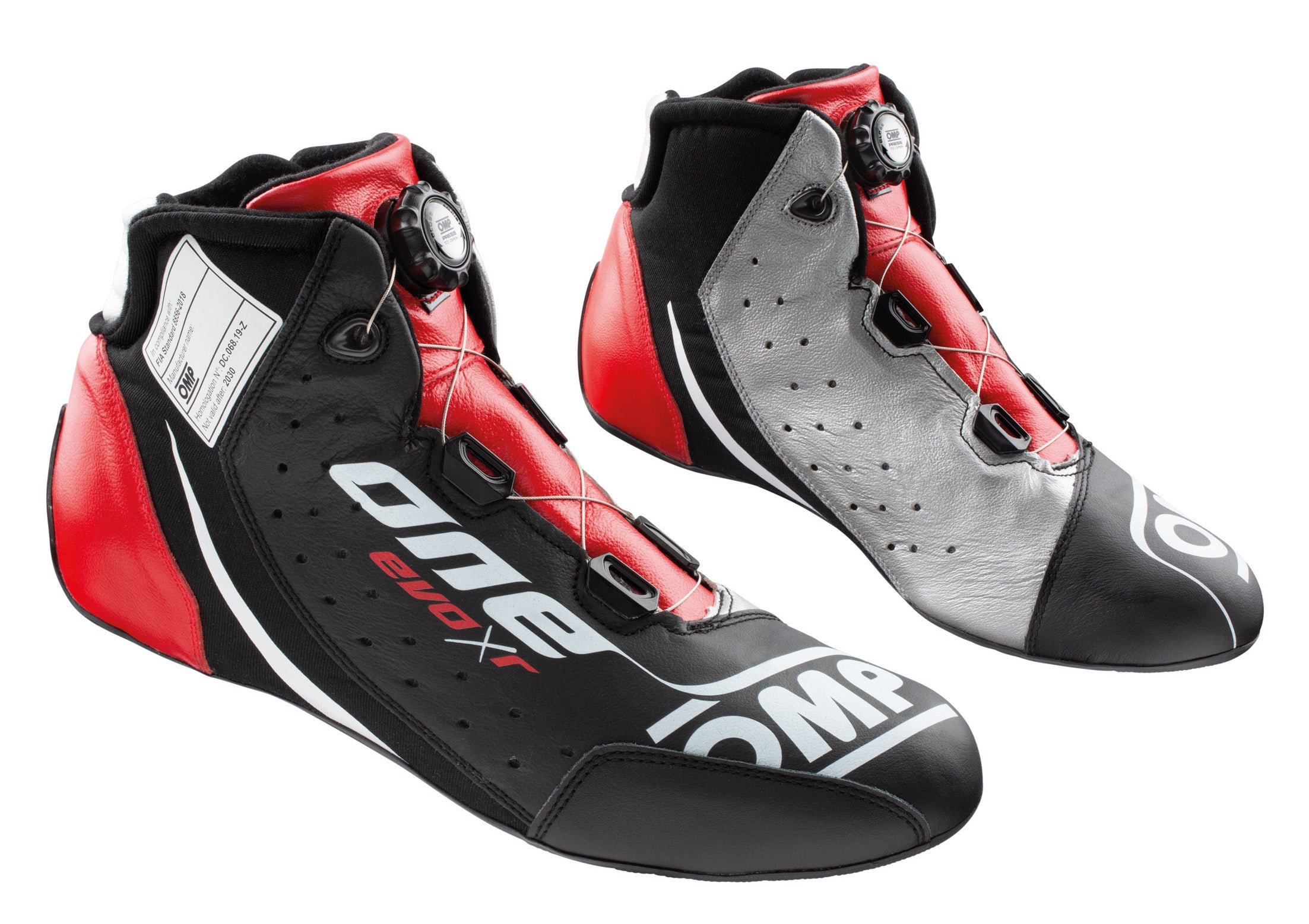 OMP IC0-0805-B01-172-37 (IC/805E17237) ONE EVO X R Racing shoes, FIA 8856-2018, black/silver/red, size 37 Photo-0