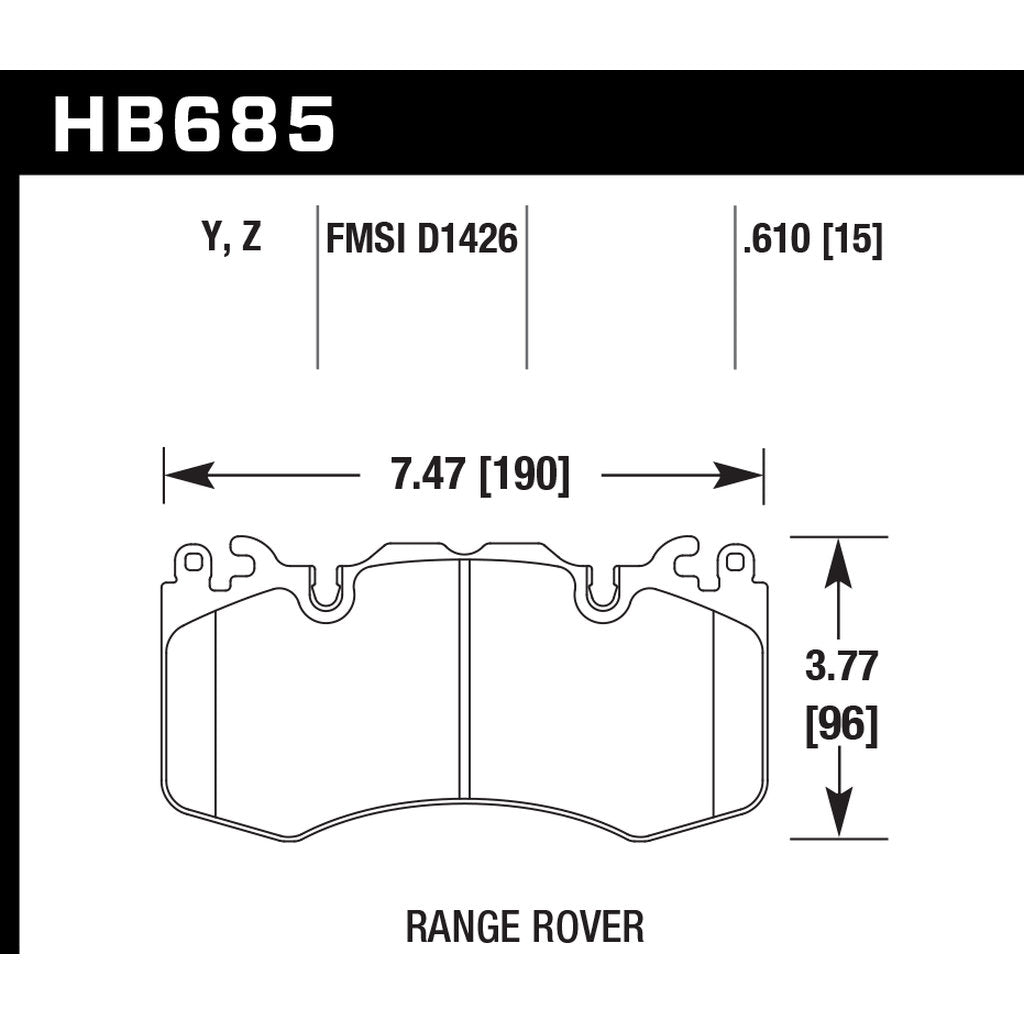 HAWK HB685Y.610 LTS Front brake pads RANGE ROVER Sport 2010+ (BREMBO) Photo-2