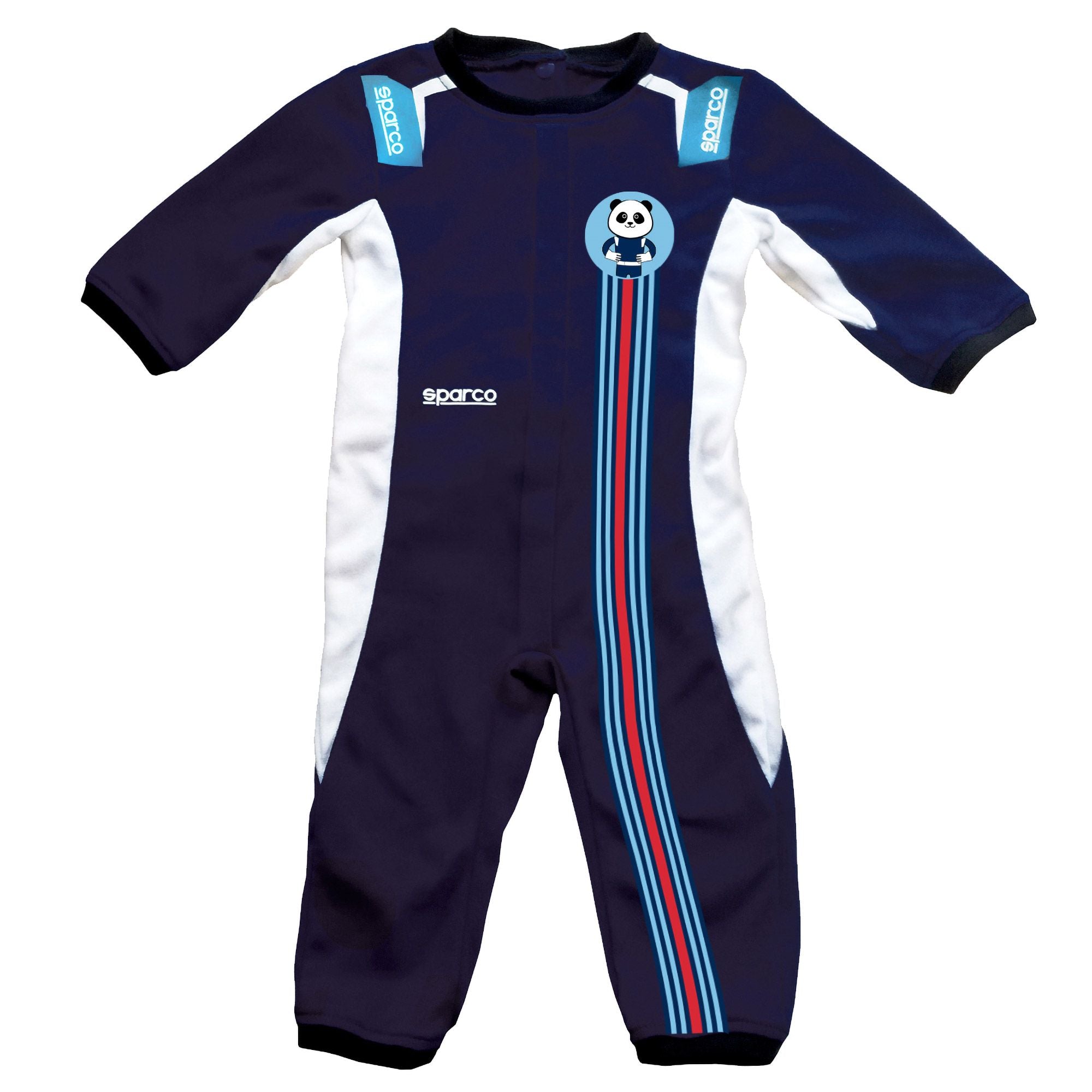 SPARCO 017023BM0306 BABY STRIPES DESIGN SLEEPSUIT, navy blue, size 3-6 monhs Photo-0