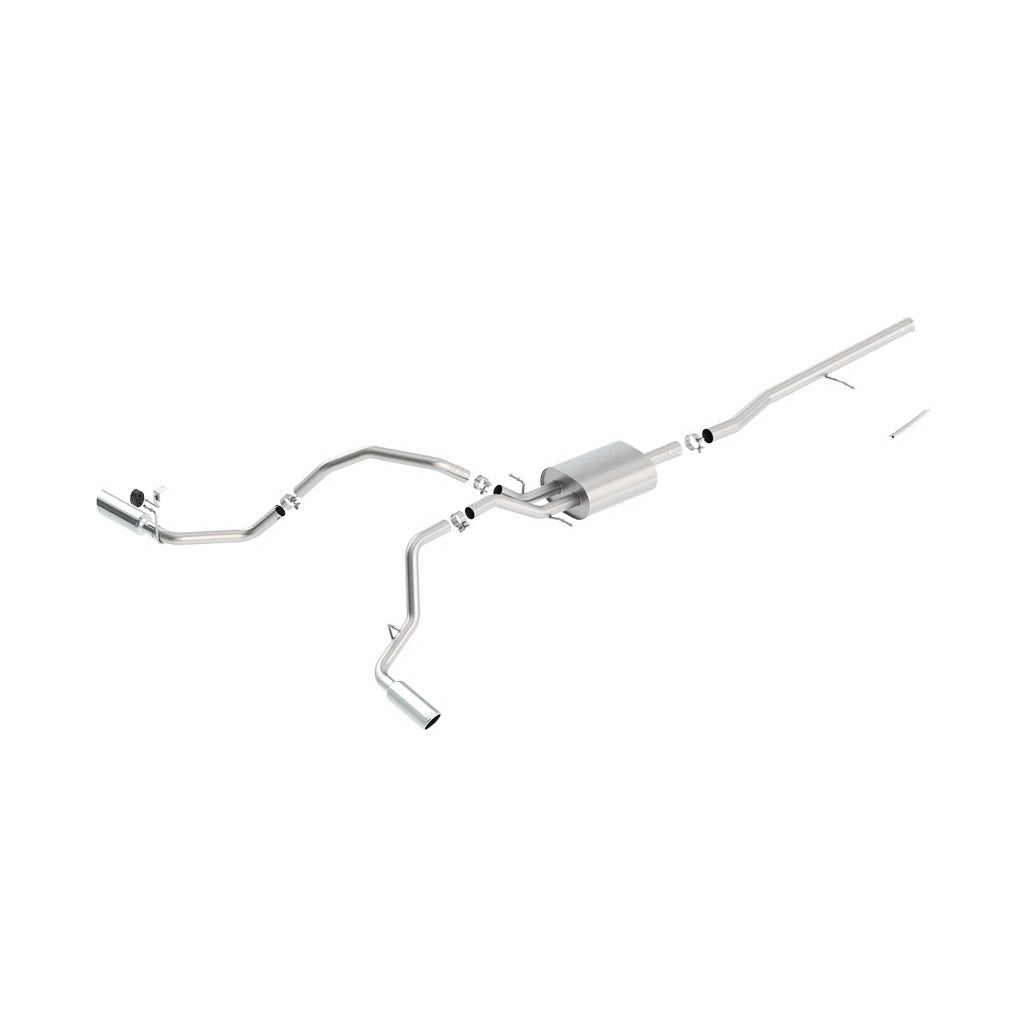 BORLA 140546 Cat Back Exhaust System Silv / Sierra 1500 2013- 5.3L Ext. Cab Standard,Crew Cab Short ATACK Split Side Exit Photo-0