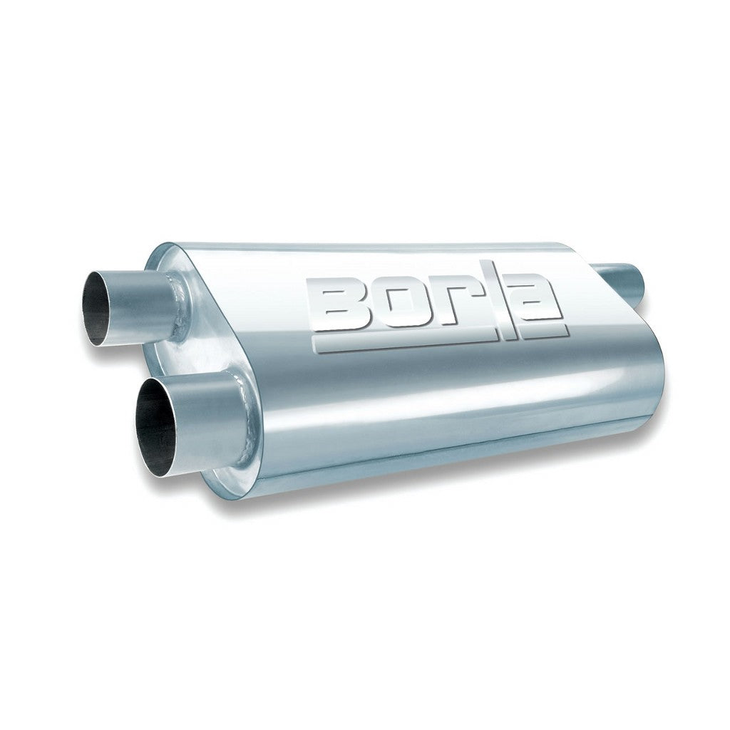 BORLA 40474 Transverse Flow - Single 3" Inlet- Dual 2.5" Outlet 19"x5.5"x10.25" Photo-0