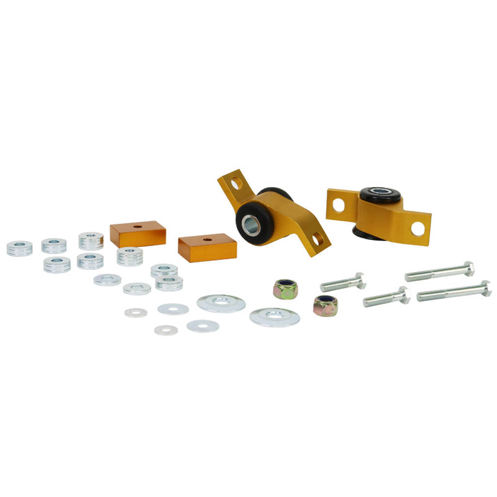 WHITELINE KCA359 Front Lower Inner Rear Bushings Offset Caster/Anti Lift for GD Subaru Impreza incl WRX/STi Photo-0