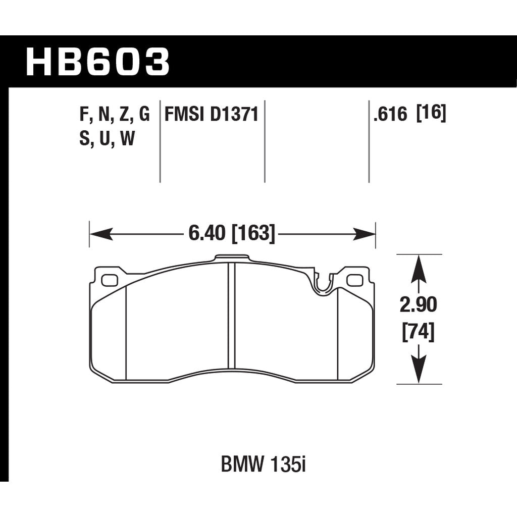 HAWK HB603F.616 Brake Pads HPS Street Front BMW 135i/MINI COOPER John Cooper Works GP Photo-1
