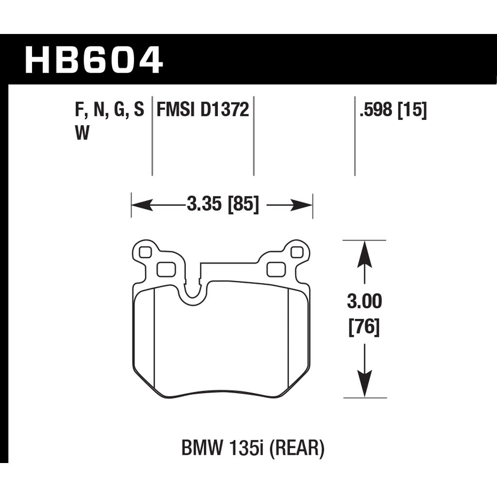 HAWK HB604F.598 Brake Pads HPS Street Rear BMW 135i Photo-2